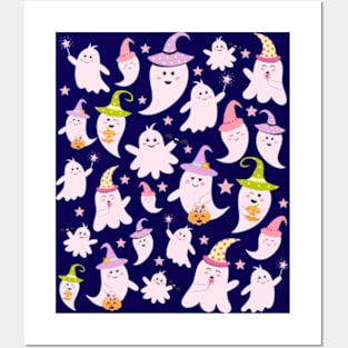 Cute Ghost Pattern - Halloween Pattern Posters and Art